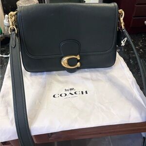 Coach Dark Green Crossbody Bag with Gold Accents